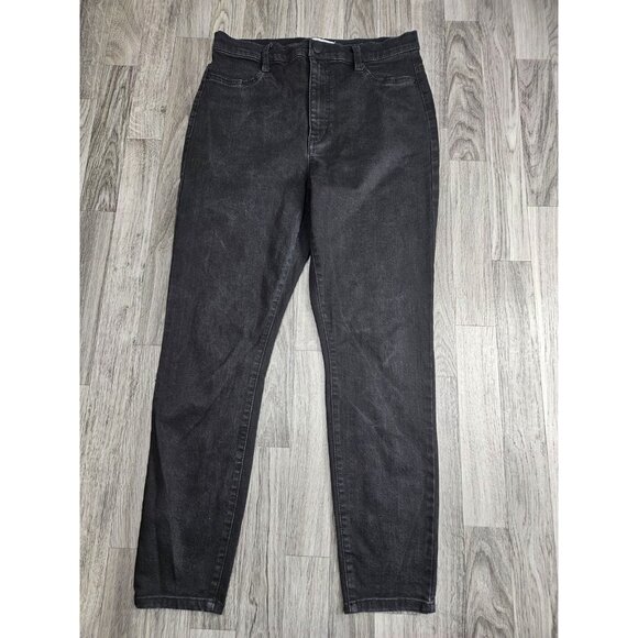 Refuge Jeans Womens 12 Black High Rise Straight Leg Stretch Denim Classic Pants - Picture 1 of 11